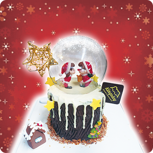山下菓子 - 5" 迷你版心心雙印聖誕水晶球蛋糕