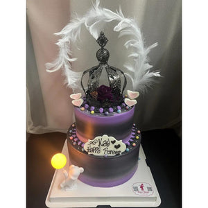 Rare Heart - Feather Crown Double Layer Cake (6"+8")