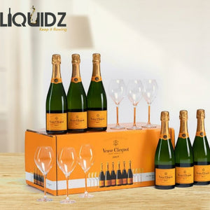 Veuve Clicquot Ponsardin Yellow Label Brut Gift Set, Champagne, France - 750mL x6