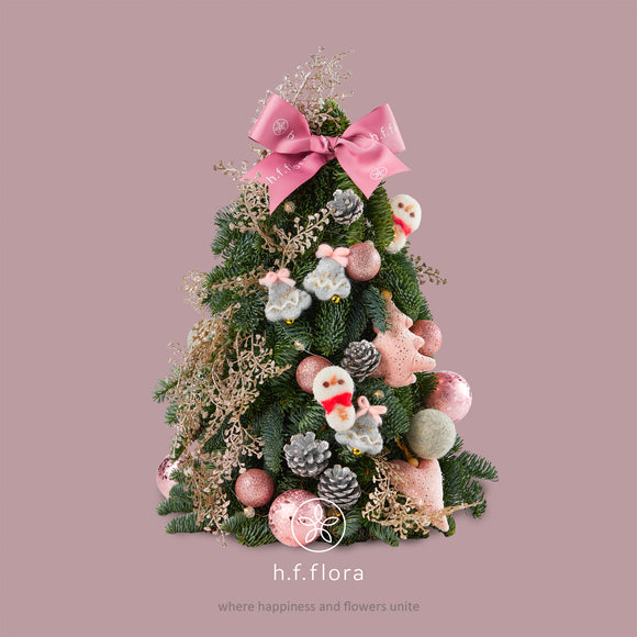 h.f.flora - Mini Christmas Tree - Pinky Marshmallow (Free delivery)