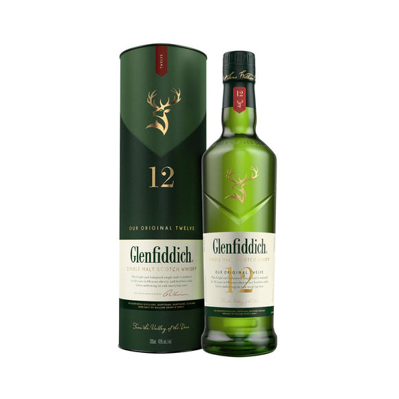 Glenfiddich 12 Year Old Single Malt Scotch Whisky, Speyside, Scotland - 700ml